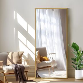 Pexfix Full Length Mirror Full Body Mirror 47''×22'' Mirror Full Length with Gold Aluminum Alloy Frame(no Stand)