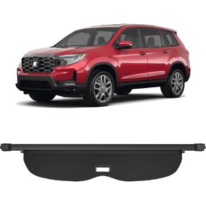 Cargo Cover Compatible with Honda Passport 2019-2025 Accessories Retractable Rear Trunk Security Cover Shielding Shade Honda Passport Cargo Cover 2019 2020 2021 2022 2023 2024 2025(Black/Canvas)