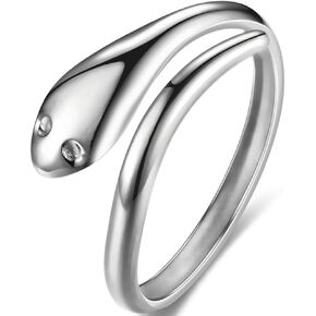 Jude Jewelers Stainless Steel Adjustable Size Snake Style Ring