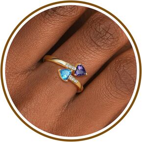 هدايا التخرج لابنتها حلقات Birthstone للنساء هدايا عيد ميلاد للنساء خواتم الذهب غير المشوهة قابلة للتعديل 1-12 BIRDASTEN