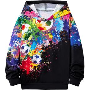 Boy's Colorful Printed Hoodies Sweatshirts Drop Shoulder Long Sleeve Oversized Sweatshirt