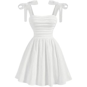 Floerns Girl's Tie Shoulder Sleeveless Cami Midi Dress Flare Hem Summer Dresses