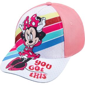 Disney Minnie Mouse Toddler Girls Girls Pink Baseball Cap - العديد من الأنماط - تتراوح أعمارهم بين 2 و 4 سنوات - إغلاق الفيلكرو القابل للتعديل (قوس قزح ميني)