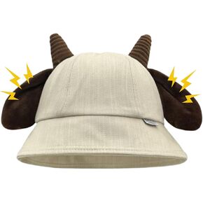 Cute Bucket Hat with Goat Horns and Ears Summer Sun Hat for Women Men Novelty Fishing Cap Carnival Theme Party