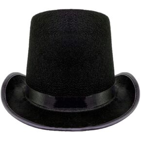 Black Permafelt Top Hat Formal Wear w/Ribbon Accents