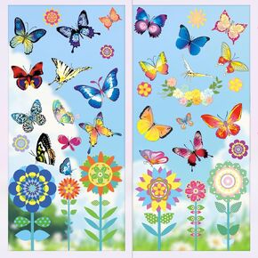 Summer Window Clings Stickers, 134 Pcs Sun Ice Cream Drinks Beach Window Decals for Glass Windows Summer Windows Decorations for Home Office Classroom Party Supplies