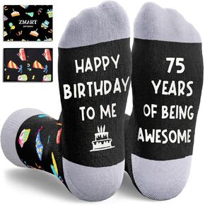 Zmart Birthday Gift Ideas for Men - Socks for Elderly Women Aged 75, Presents for 75 Year Old Woman Man
