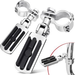 Benlari 3-Piece Highway Pegs with Mount Clamp Kit Motorcycle Footpegs 1in 1-1/4in 25mm 32mm Fit for Harley Davidson for BMW for Honda for Suzuki for Kawasaki Engine Guards Crash Bars Style 02 Black