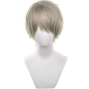 Cosplay Wig with Short Hair Straight Brown Hair with Bangs for Men Halloween Cosplay