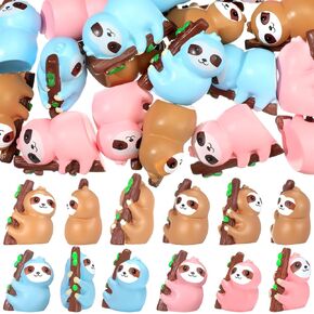 24 PCS MINI Sloth Formines Resin Mini Animals Mini Resin Resin tiny for Micro Landscape Olments Dollhouse Craft Expensities theme Birthday Baby Shower Party DIY Bonsai (Brown)