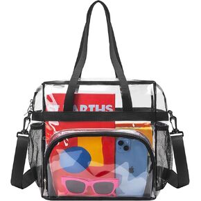 Clear Bag for Stadium Events 12x12x6 Clear Tote Bag with Large Front Pocket Removable Strap for Work Sports Concert
