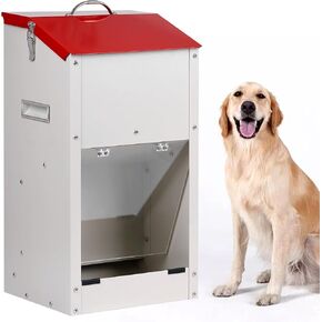 Automatic Dog Feeder for Large Dogs Outside Dog Food Dispenser Cat Feeder 25lbs Galvanized Gravity Feeder Dog Feeding Station Large Capacity Pet Feeder for Large Breed (25lbs)
