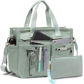 Women's Large Canvas Tote Bag Set (2PCs) - Ideal for Laptop, Hobo, Crossbody, Handbag, Travel, Gym & Work