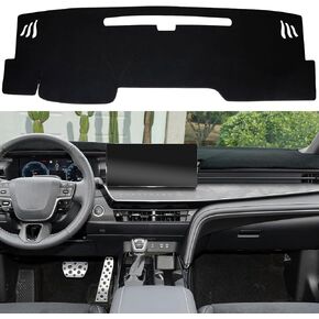 حصيرة غطاء DASH لـ Toyota Camry Accessories 2025 ، حصيرة لوحة القيادة ، غطاء وحدة تحكم مركزية Sunshield Protector حصيرة ، الداخلية الزخرفية للوحة الدائرية ، حصيرة أشعة UV (تقليم أسود)