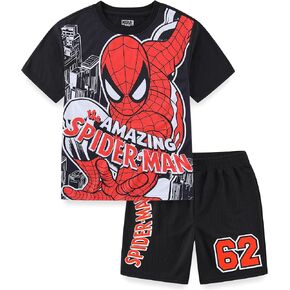 MARVEL Spider-Man Boys There Shirt Sere Shirt و Shorts Met for Big Kids