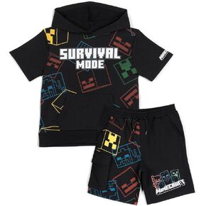 Minecraft French Terry Pullover Hoodie and Shorts Toddler to Big Kid Sizes (4T - 18-20)