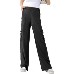 Jeans for Women Mid Rise Y2k Cargo Pants Pull on Stretchy Straight Leg Knit Denim Pants with Pockets