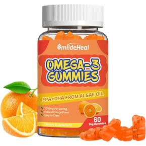 أوميغا 3 ملحق Gummies 1000mg ، ارتفاع امتصاص DHA و EPA ، القلب ، الدماغ والمفاصل ، زيت السمك الزائد قوة أوميغا 3 غولت فيتامينات ، 60 العد