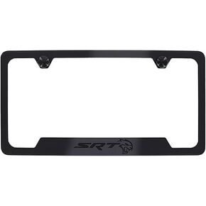 Dodge Challenger SRT Hellcat All Black Zinc Metal License Plate Frame Tag Holder