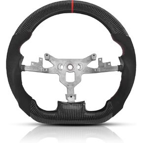 Suede Leather Carbon Fiber Steering Wheel for Chevy Corvette C6 2006-2011 ZR1 Z06,D-shaped Flat-bottom Leather Grip