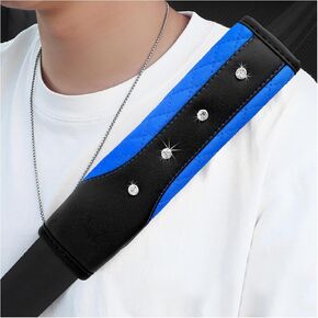 2PCS Bling Car Seat Belt Covers, Leather Soft Seat Belt Shoulder Pad Cushion with Diamond, Sparkling Seatbelt Strap Neck Shoulder Protective Cover for More Comfortable Driving (Pink)