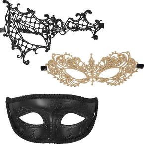 قناع Oidea Masquerade للأزواج: مجموعة زي الدانتيل Prom Prom Cosplay Party Venetian Mardi Gras