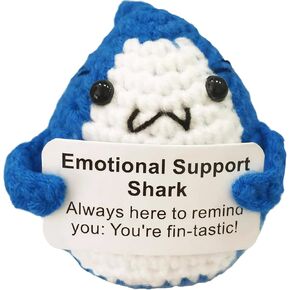 1pcs Positive Crochet Animals Shark Gifts For Women Shark Room Decor Marine Biology Gifts Shark Themed Gifts Positive Shark Gift Emotional Support Shark Things For Shark Lovers Emotional Support Gifts