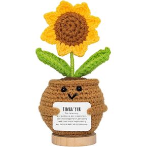 Emotional Support Crochet Sunflower Doll with Appreciation Card - Thank You for Listening and Being There - Gift for Friend, Coworker, Therapist, Handmade Crochet Decor