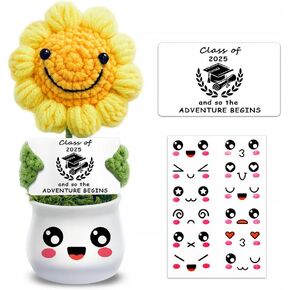 Crochet Crochet Sunflower Class من 2025 هدية التخرج للنساء والرجال والأصدقاء والأبناء والبنات | خريجي الكلية والماجستير تذكار ، ديكور عباد الشمس ، إلهامي كروشيه زهور هدية 2025