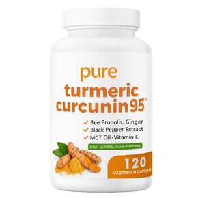 Turmeric Curcumin Supplement - 1000mg Turmeric Complex Supplement with Bee Propolis, Ginger, MCT Oil, Fat Soluble Vitamin C, & Black Pepper, Non-GMO, Gluten Free, 120 Capsules