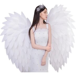 Angel Wings Costume, White Foam Cotton, 51.18 x 43.31 inches, Halloween Props