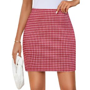 ZESICA Plaid Mini Skirt for Womens 2025 Summer High Waist A Line Bodycon Pencil Skirts Trendy