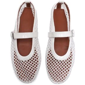 شقق شبكات للنساء راقصة الباليه مريحة بغل مستدير أقام جولة حزام حزام الباليه ماري جين أحذية الصيف in Kuwait