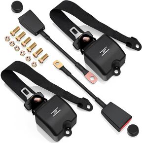 1PZ RA1-VBC 2pcs Universal 3pt Adjustable Retractable Lap Suitable for Modification Belts Kit for Go Kart, Club Golf Cart, Van, UTV, VR, Buggies, Minivan, Pickup and Truck