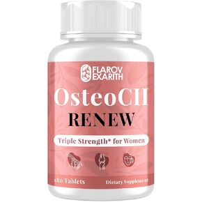Joint Supplements for Women OsteoCII Renew Triple Strength™ – Advanced Joint, Bone & Skin Formula – Collagen, Glucosamine, Chondroitin, Calcium, MK-7, Vitamin D3, Hyaluronic Acid, 180 Tablets