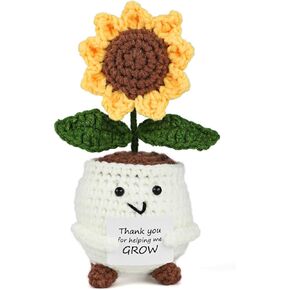 Thank You for Helping Me Grow Teacher Gifts, Gifts for Mom, Positive Sunflower Crochet Cute Teacher Appreciation Gifts, Christmas Birthday Graduation Thank You Gifts for Boss Coworkers Friends