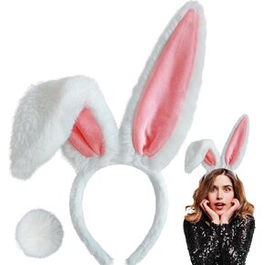 igmarybox furry Bunny Ears عصابة رأس وذُقد أذني أرنب أذني أبيض أذني أذني أذني للنساء البالغ