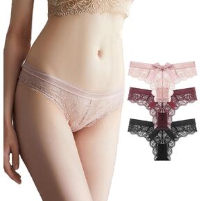 G-String Thongs for Women Lace Bow Thongs T Back Low Waist Floral Breathable Panties