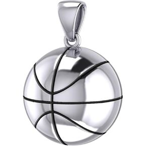 US Jewels New 925 Sterling Silver 3D Large Basketball Sport Ball Charm Pendant 18.5mm