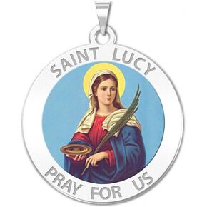 PicturesOnGold.com Saint Lucy Religious Medal Color - 3/4 Inch Size of a Nickel -Sterling Silver
