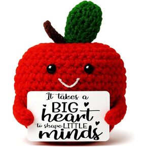 هدايا تقدير المعلمين للنساء الرجال - Apple Crochet مع Big Heart Gay - فريدة من نوعها شكر هدية للمعلمين ، روضة الأطفال ، مرحلة ما قبل المدرسة - نهاية العام ، العودة إلى المدرسة