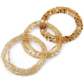 3Pcs Waist Beads for Women, African Belly Chain Elastic Stomach Beads Body Bikini Jewelry Accessories