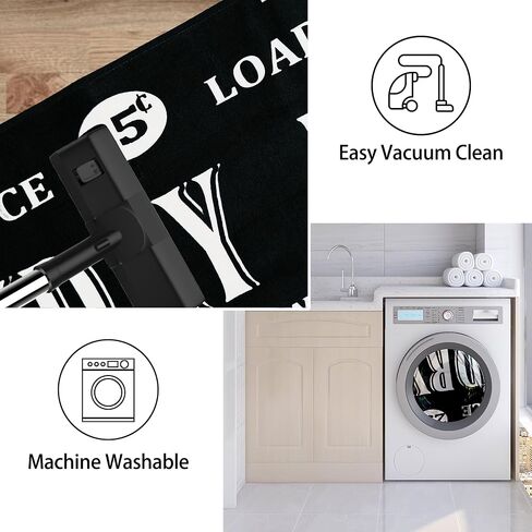 Eyecy Laundry Room Brug Runner 20 "x59" غير القابل للانزلاق إلى الخلف ، عداء قابل للغسل في التصميم لأرضية المطبخ ، الحمام ، المدخل ، منطقة المدخل - أسود in Kuwait