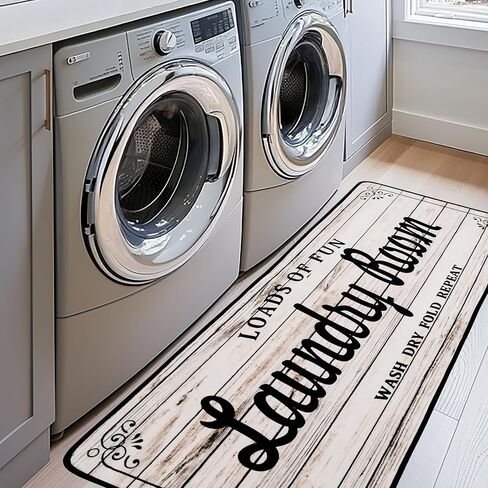 Eyecy Laundry Room Brug Runner 20 "x59" غير القابل للانزلاق إلى الخلف ، عداء قابل للغسل في التصميم لأرضية المطبخ ، الحمام ، المدخل ، منطقة المدخل - أسود in Kuwait