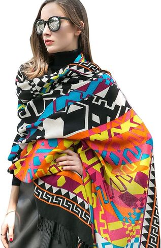 DANA XU Luxury 100% Pure Wool Oversized Extra Large Warm Floral Cashmere Pashmina Scarf Shawl And Wrap For Women Blanket Cape in Saudi Arabia
