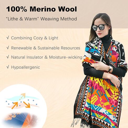DANA XU Luxury 100% Pure Wool Oversized Extra Large Warm Floral Cashmere Pashmina Scarf Shawl And Wrap For Women Blanket Cape in Saudi Arabia