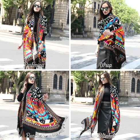 DANA XU Luxury 100% Pure Wool Oversized Extra Large Warm Floral Cashmere Pashmina Scarf Shawl And Wrap For Women Blanket Cape in Saudi Arabia