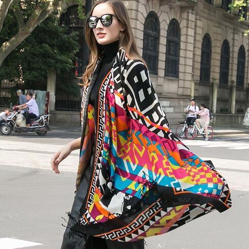 DANA XU Luxury 100% Pure Wool Oversized Extra Large Warm Floral Cashmere Pashmina Scarf Shawl And Wrap For Women Blanket Cape in Saudi Arabia