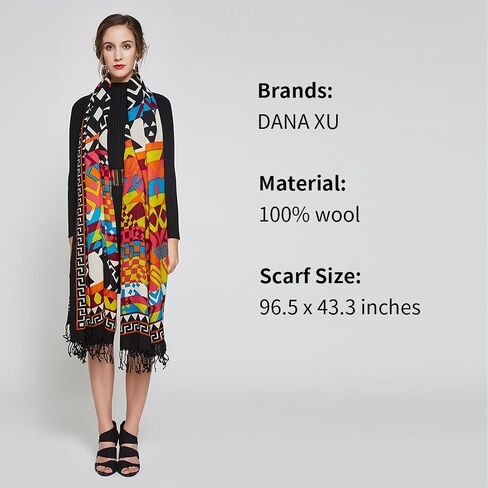 DANA XU Luxury 100% Pure Wool Oversized Extra Large Warm Floral Cashmere Pashmina Scarf Shawl And Wrap For Women Blanket Cape in Saudi Arabia