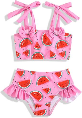Little Girls Two Piece Bikini Set Ruffle Stripe Watermelon Summer Beach Bathing Suit Swimsuit 1-5 Years in Saudi Arabia
